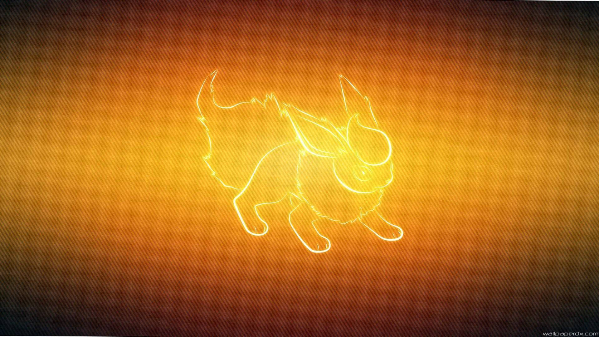 Glowing Pokemon Flareon Outline Wallpaper