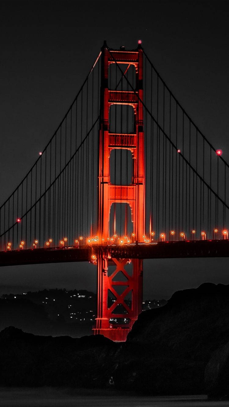 Glowing Red Bridge Of San Francisco Iphone Wallpaper