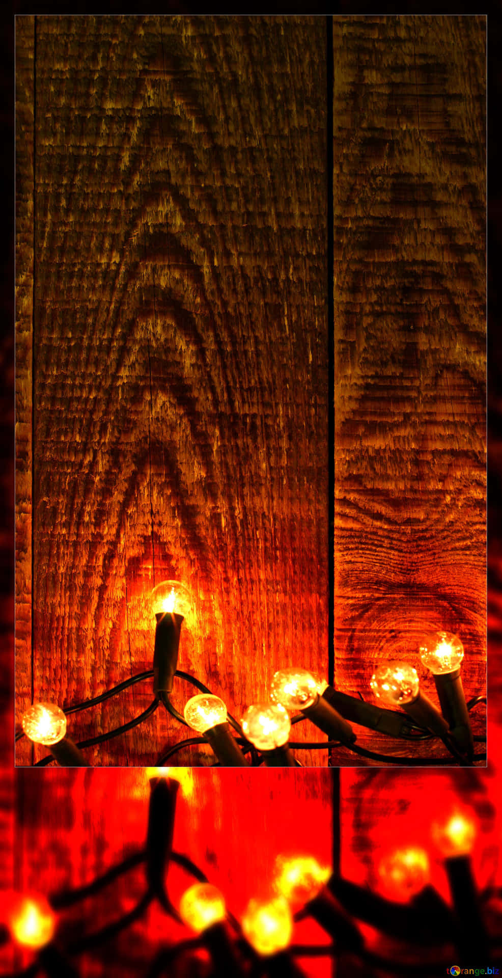 Glowing Red Lights Wooden Backdrop Wallpaper
