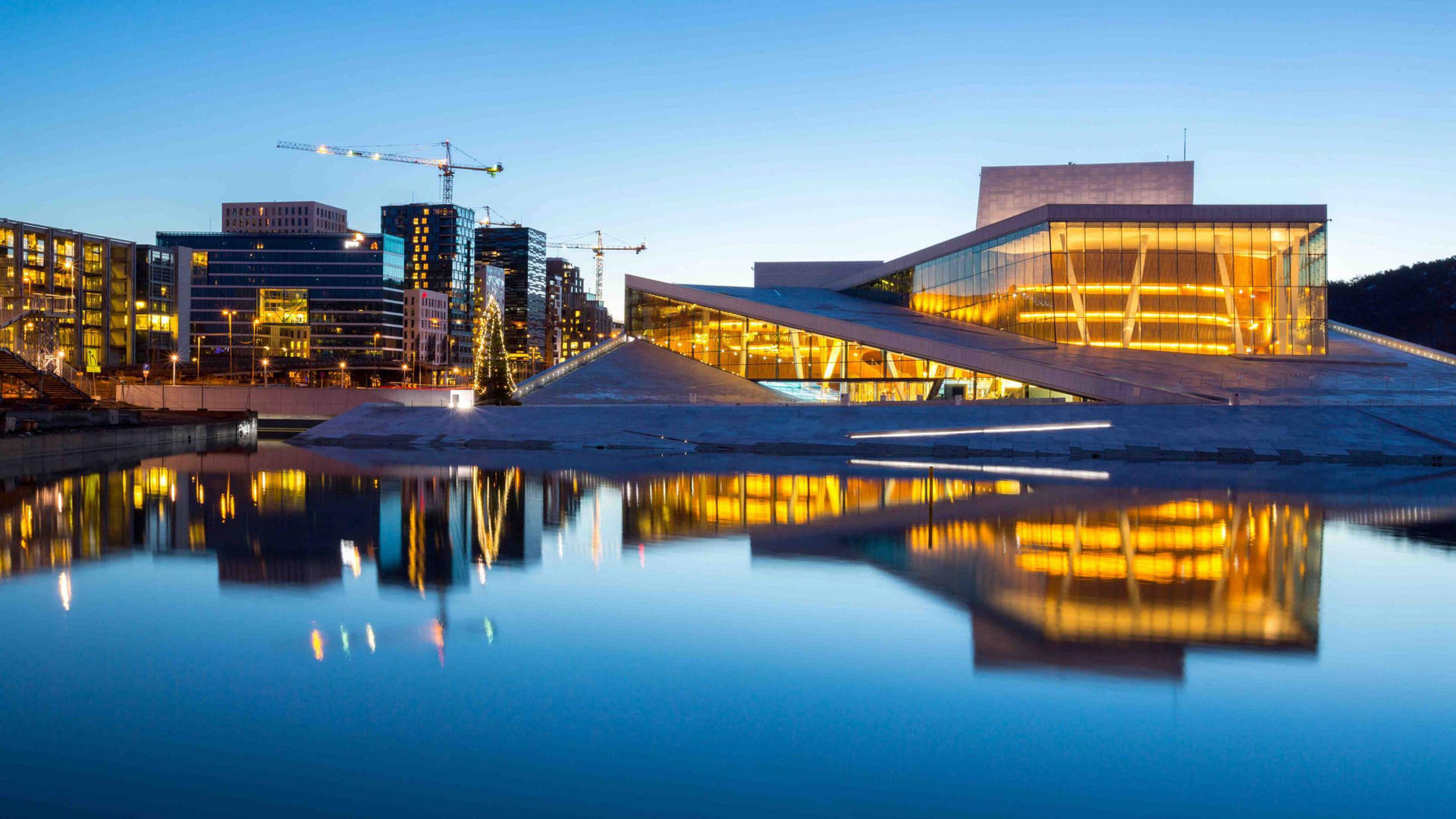 Brillantey Reflectante Ciudad De Oslo Fondo de pantalla