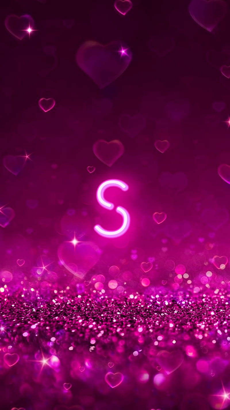 Glowing S Name With Hearts