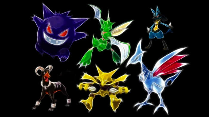 Glowing Scyther And Other Pokemons Wallpaper