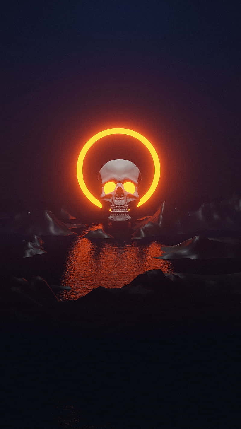 Glowing Skullwith Orange Halo Wallpaper