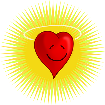 Glowing Smiling Heart Illustration PNG