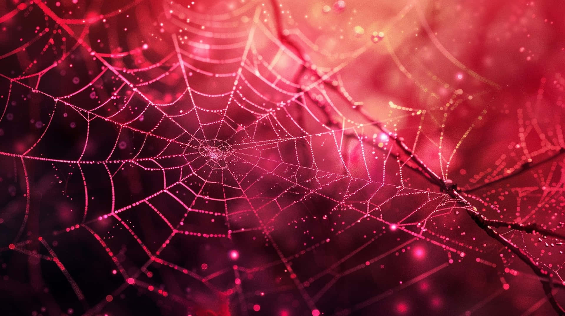 Glowing Spider Web Abstract Wallpaper