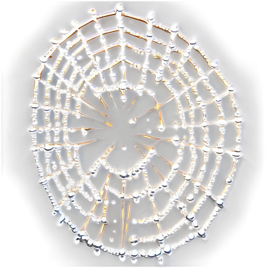 Glowing Spider Web Dew Drops PNG