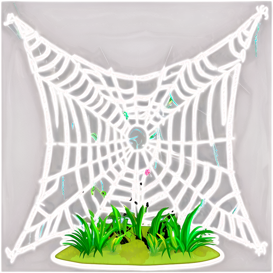 Glowing Spider Web Night PNG