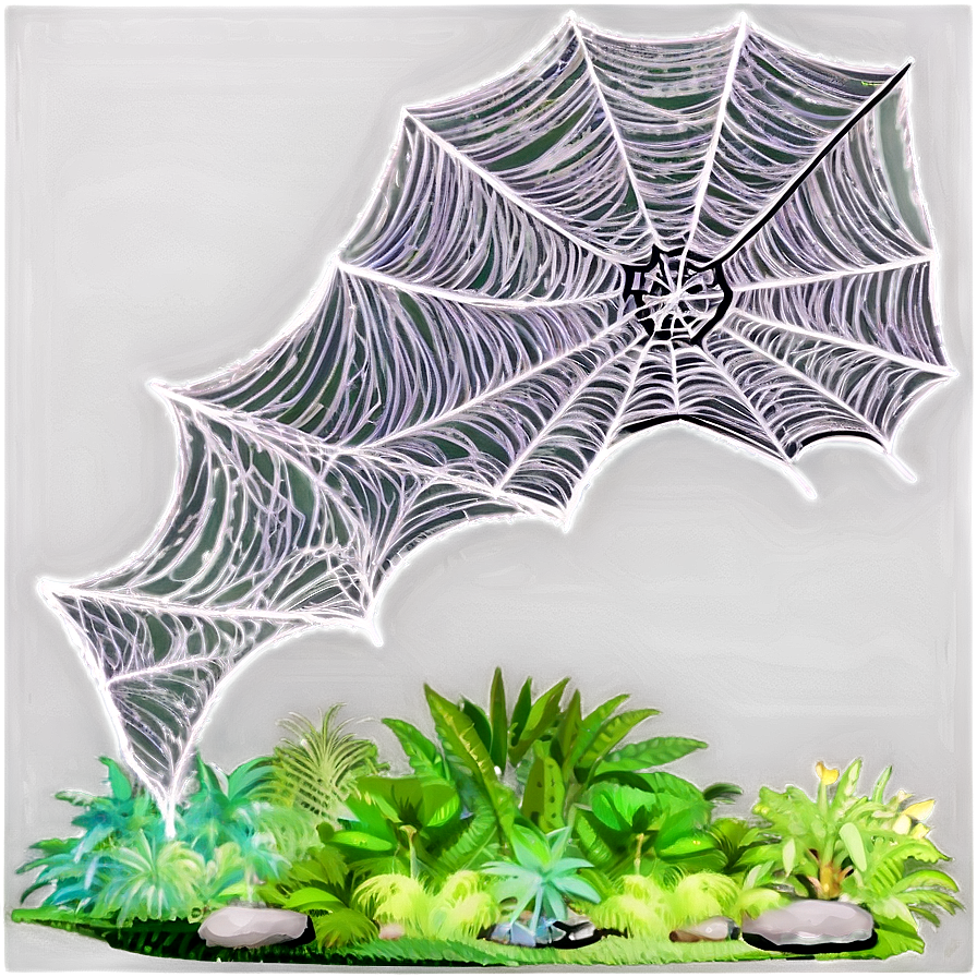 Glowing Spider Web Night Scene PNG