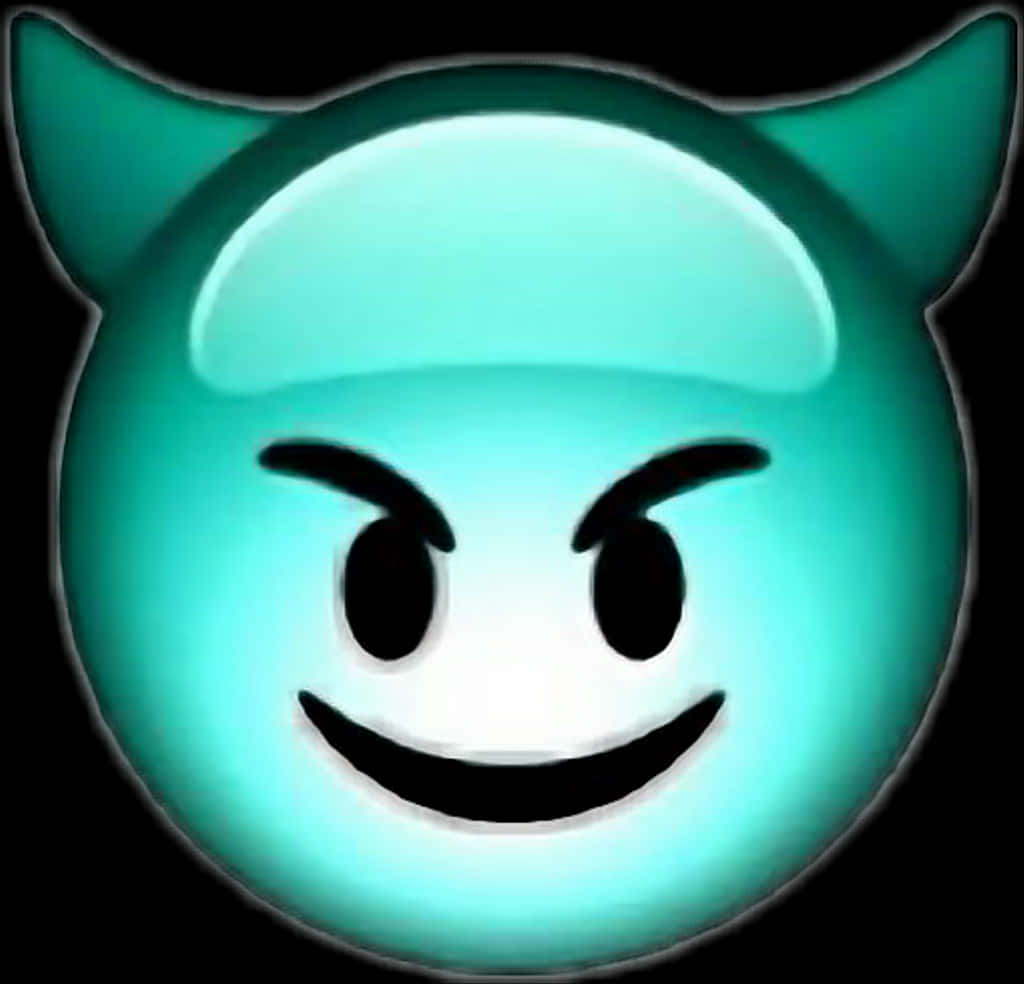 Glowing Teal Devil Emoji PNG