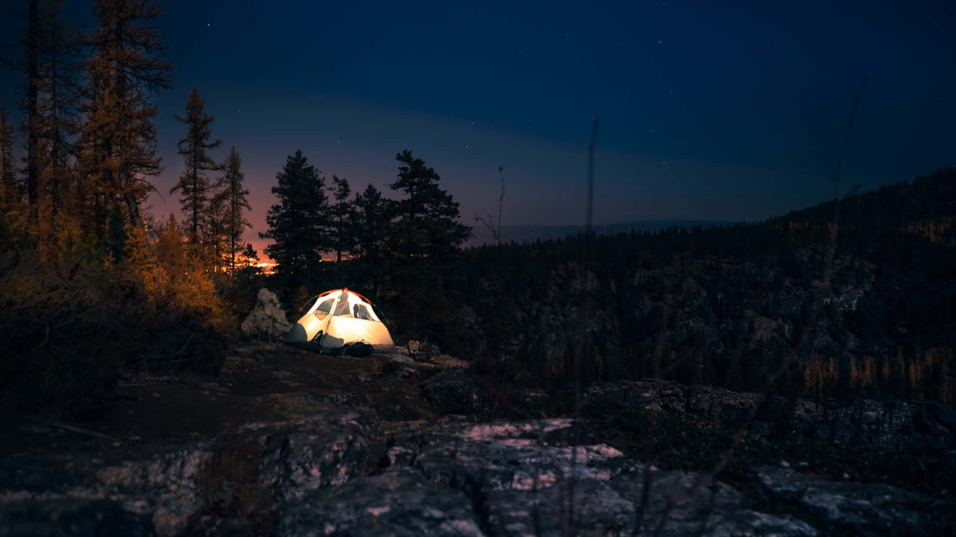 Glowing Tent Camping Desktop Wallpaper