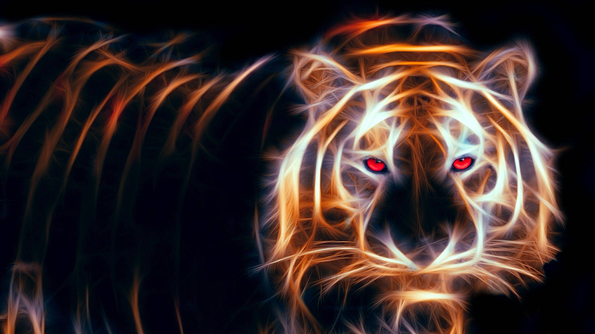 Glowing Tiger Digital Art Background