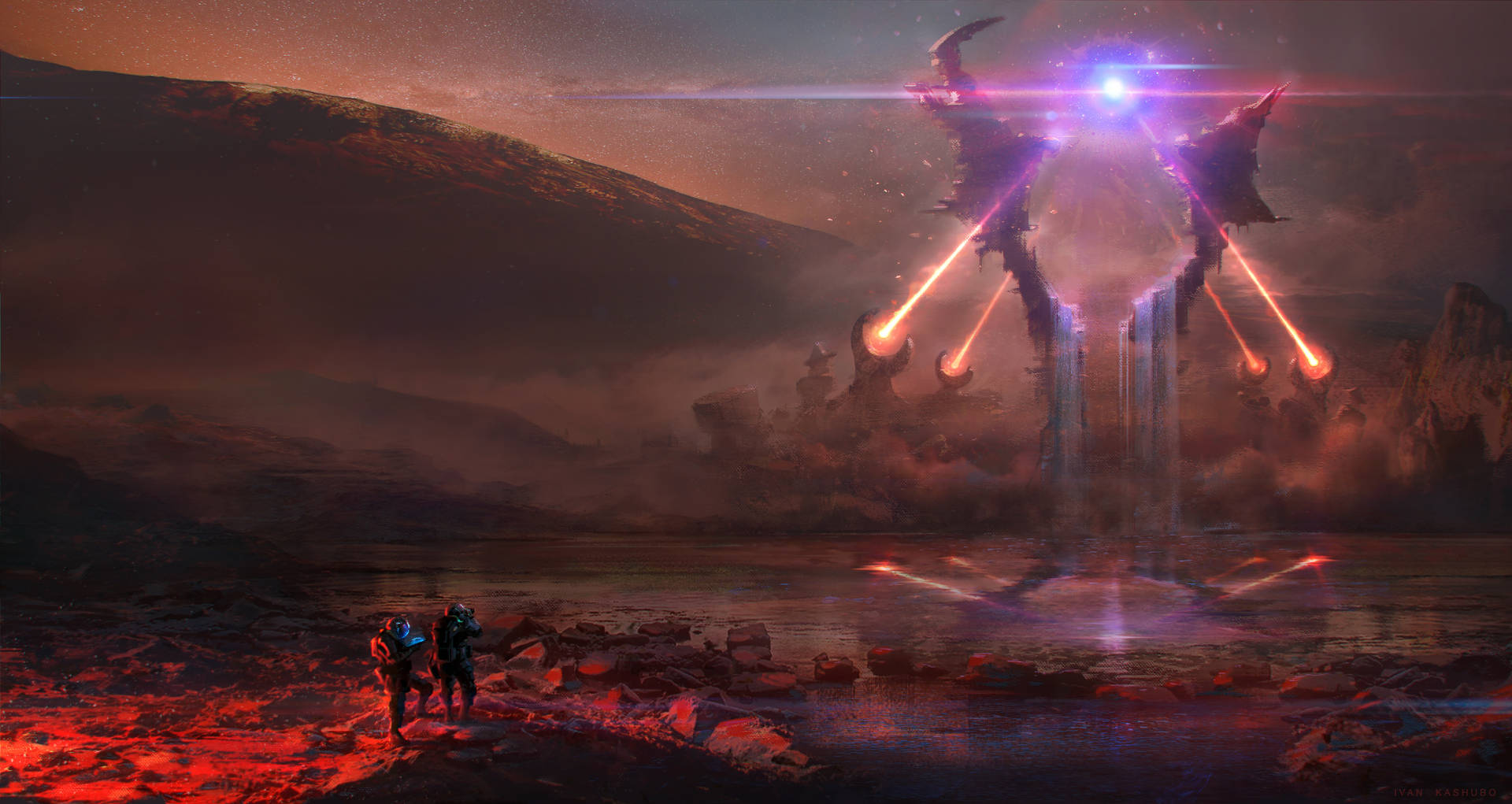 Glowing Tower In Sci-fi Landscape Wallpaper