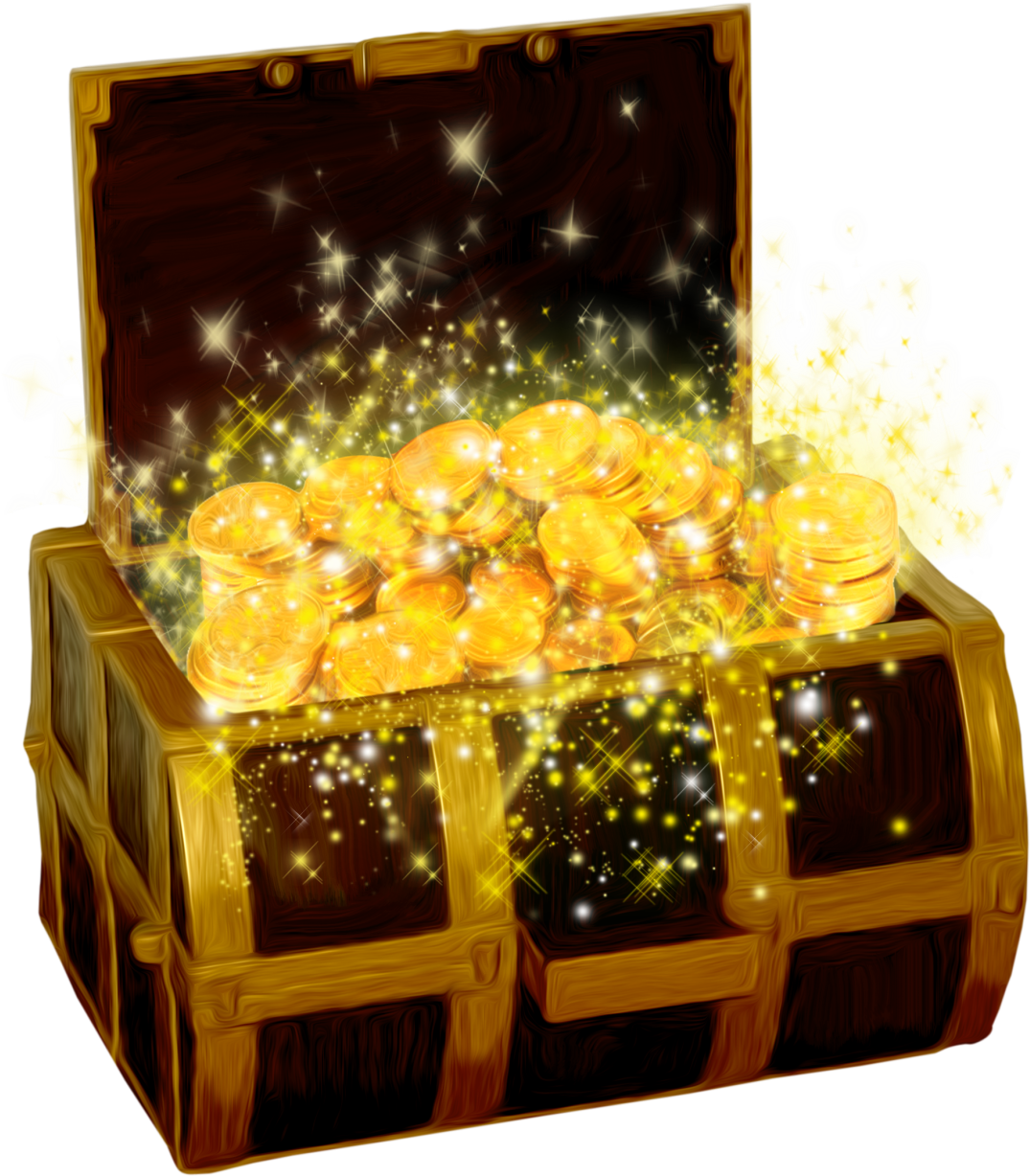 Glowing Treasure Chest Fullof Gold Coins PNG