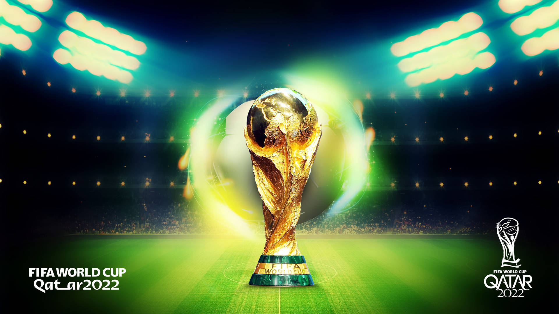 Glowing Trophy Fifa World Cup 2022 Wallpaper