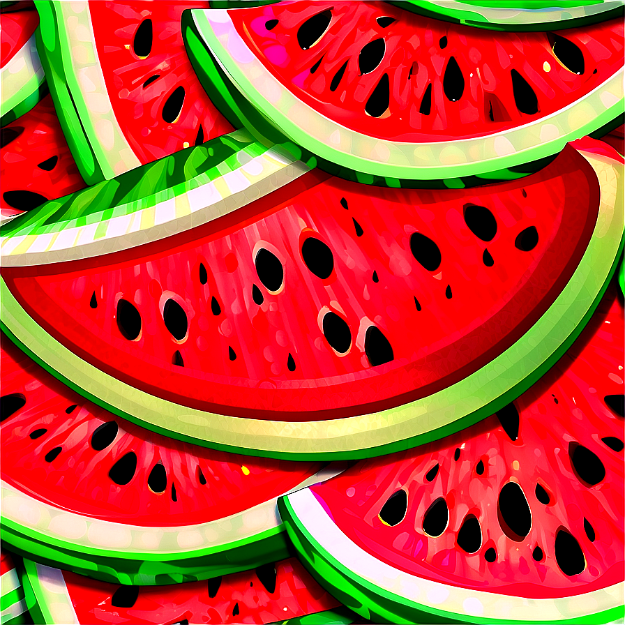 Glowing Watermelon Slice Png 06132024 PNG