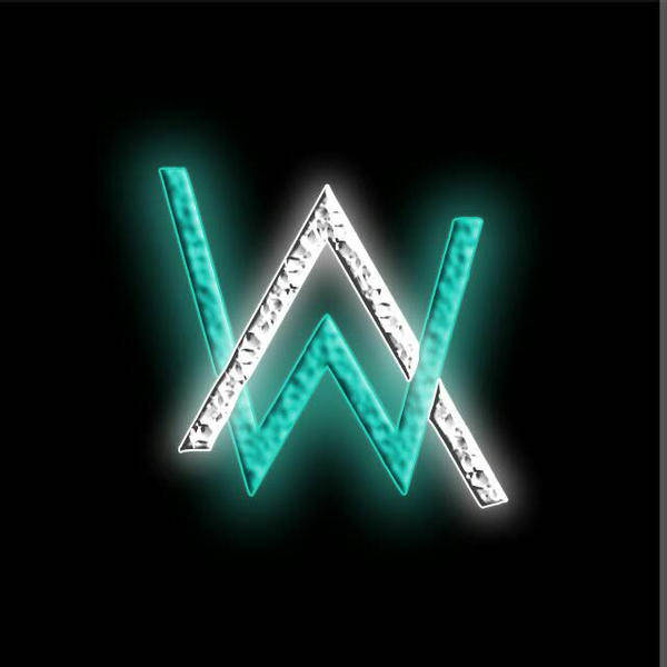 Glowing White And Teal Alan Walker Logo Black Background Wallpaper