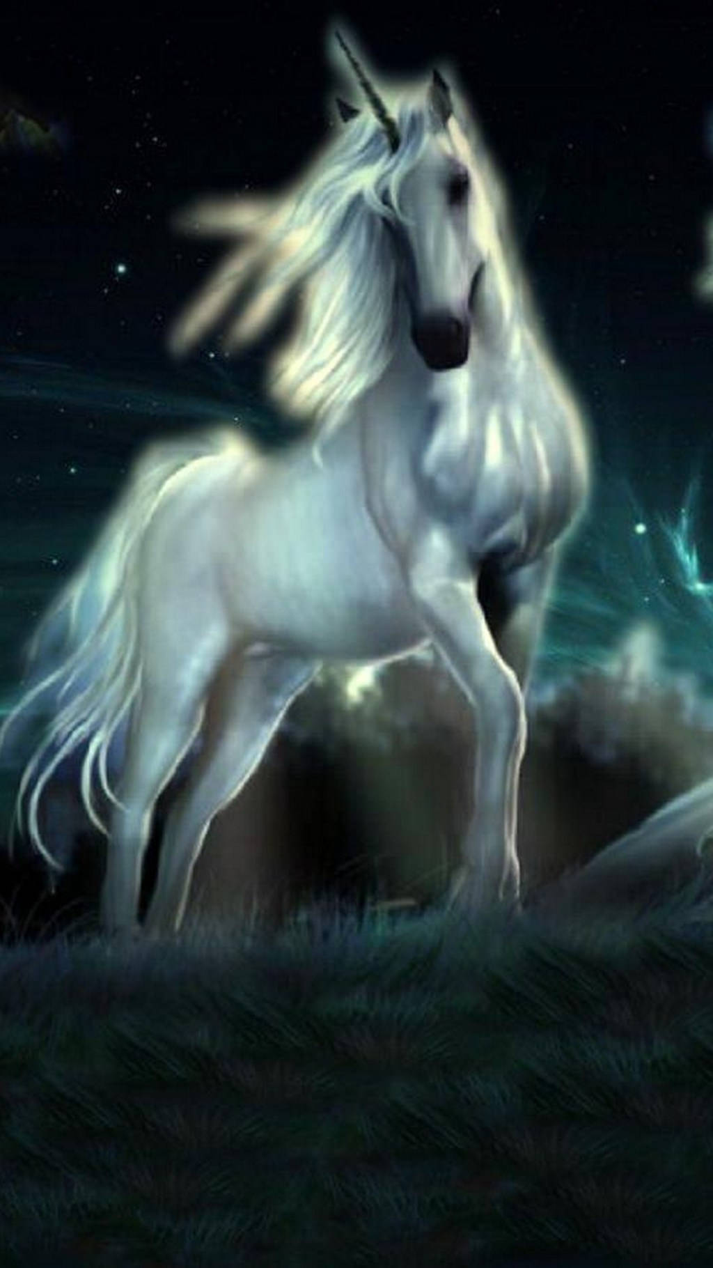 Glowing White Galaxy Unicorn Painting Background