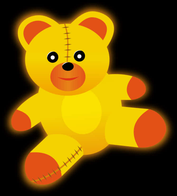 Glowing Yellow Teddy Bear Illustration PNG