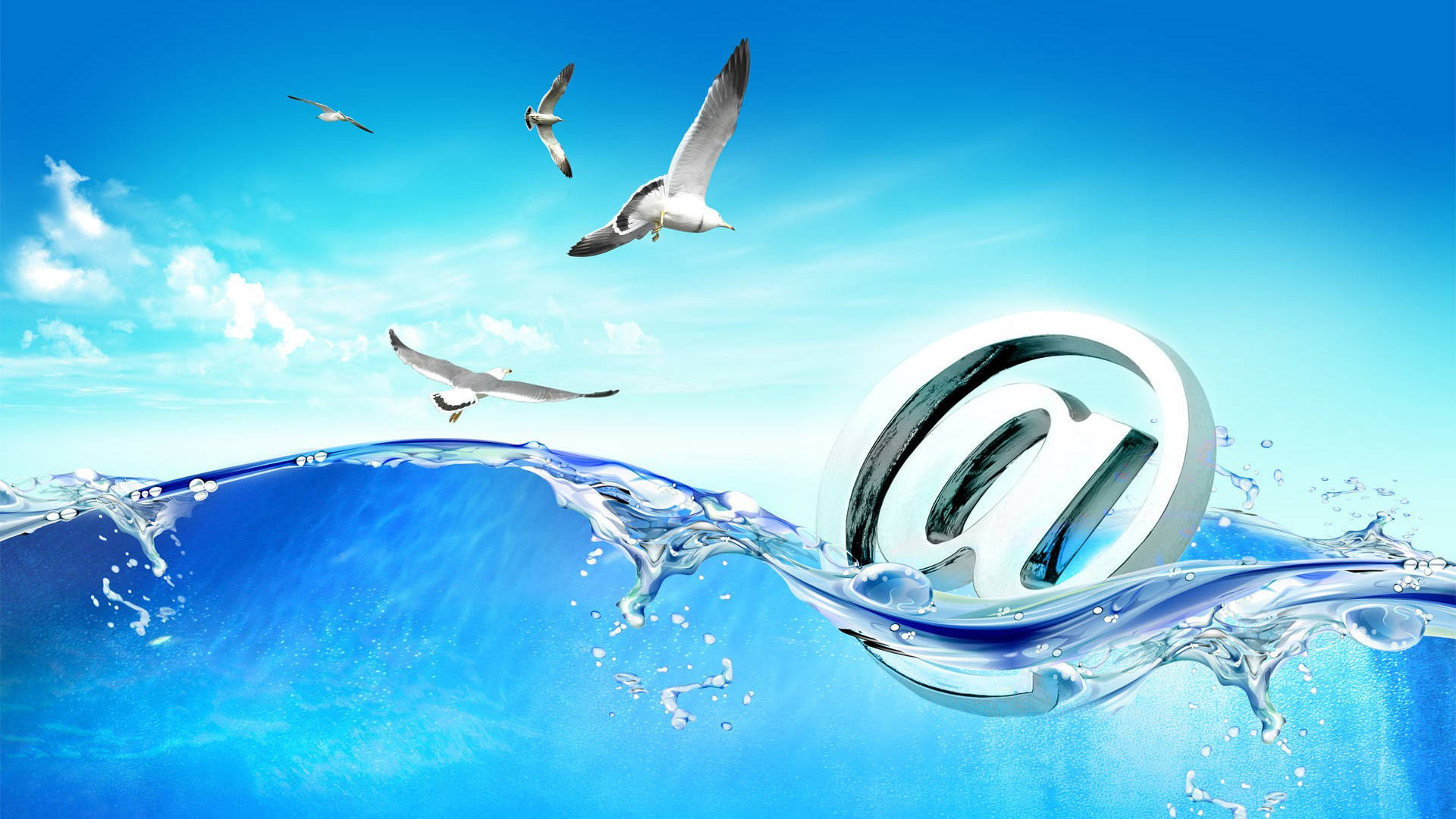 Gmail Birds And Waves Wallpaper