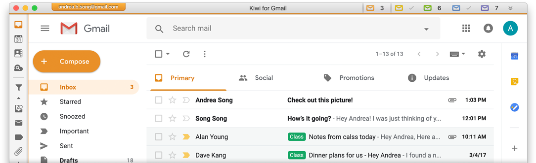 Gmail Inbox Interface Screenshot PNG