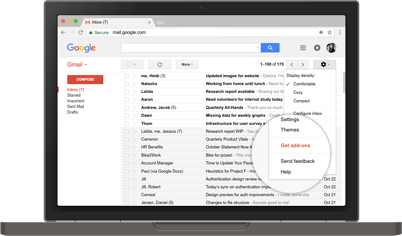 Gmail Inbox Interface Screenshot PNG