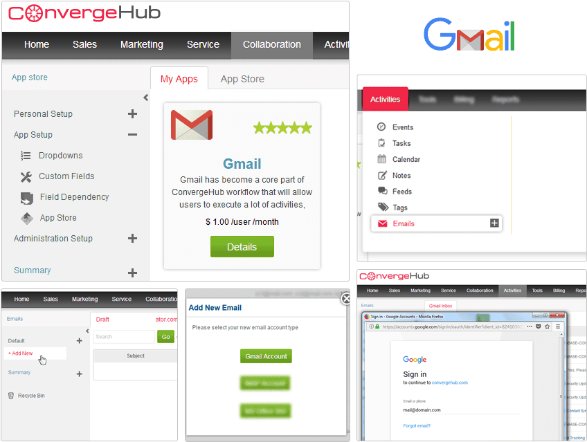Gmail Integration Converge Hub Screenshots PNG