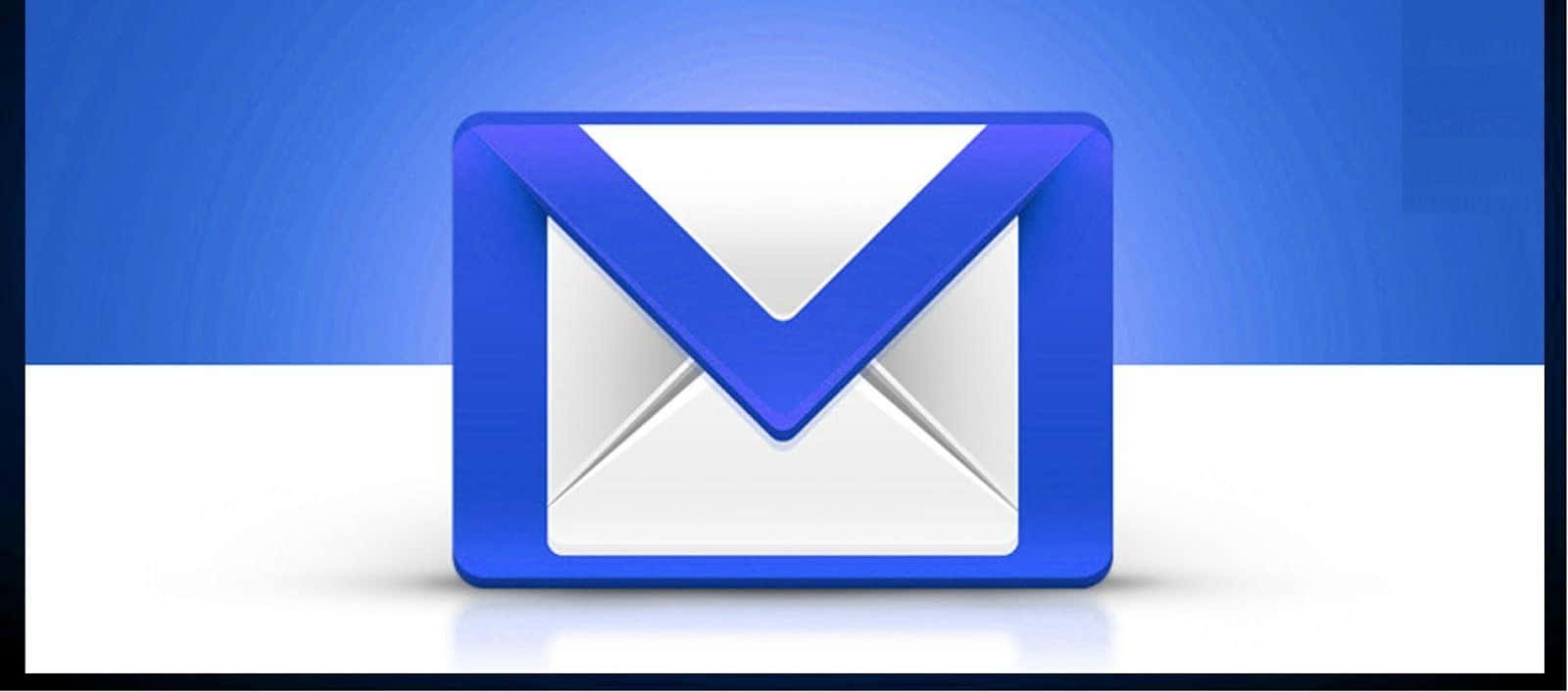 Enblå Och Vit Mejl-ikon På En Blå Bakgrund
