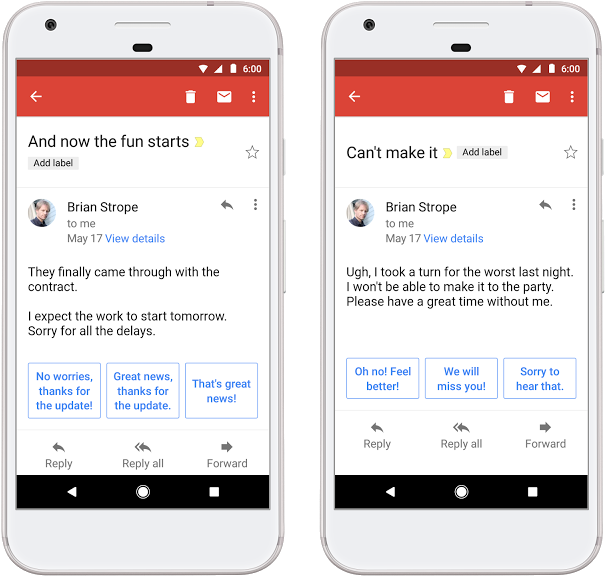Gmail Smart Reply Feature Comparison PNG