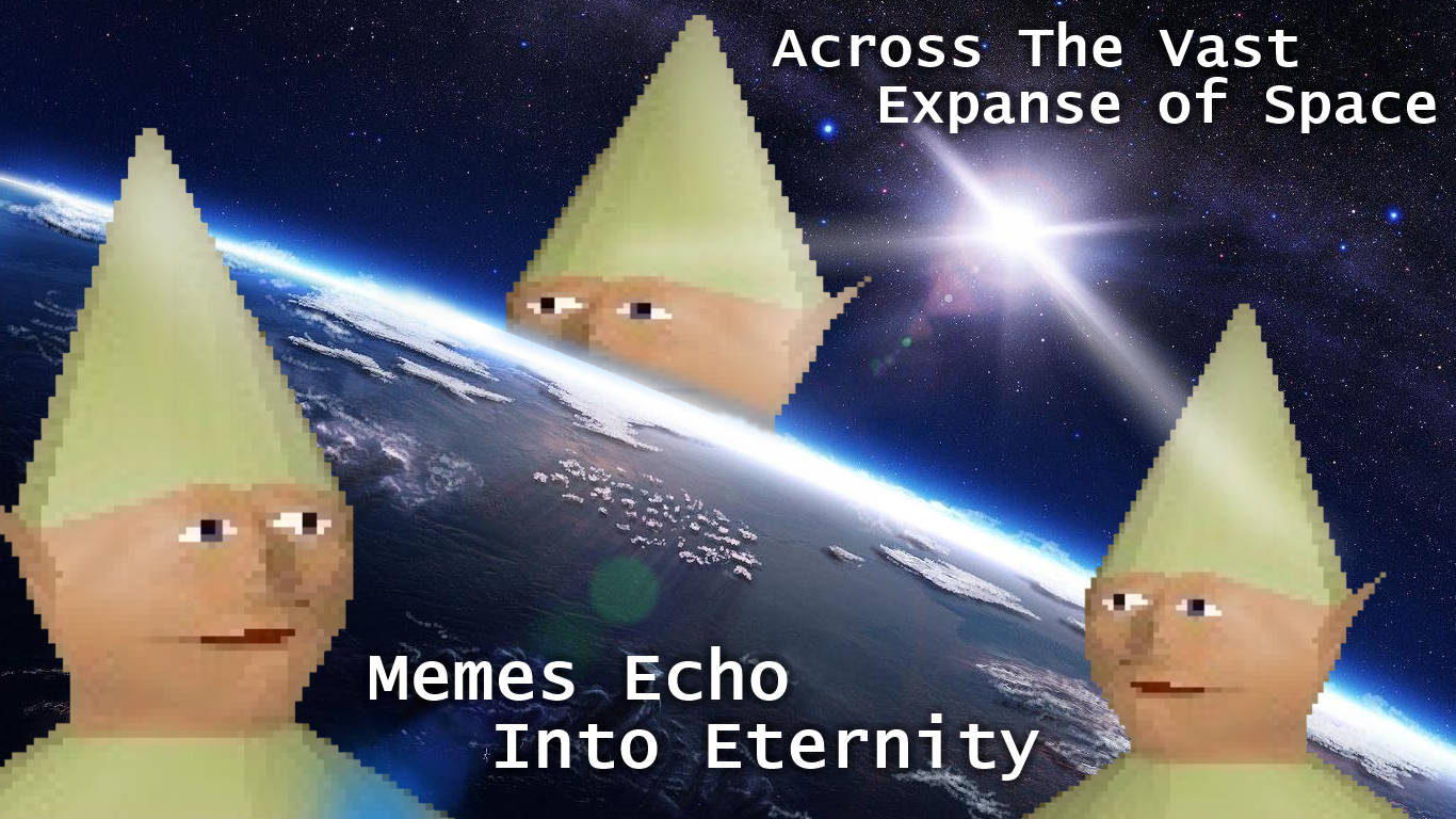 Multiple Elf meme faces in outer space that says 