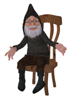 Gnome Figure Seatedon Chair PNG