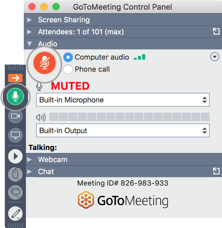 Go To Meeting Control Panel Screenshot PNG