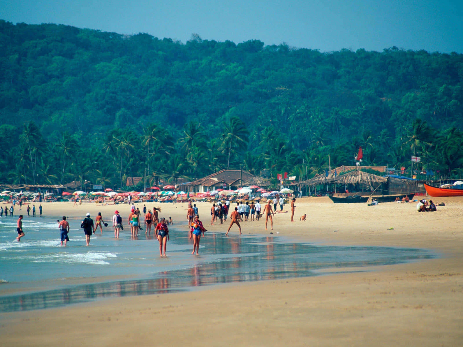 Njutav Solen Och Havet På En Av Indiens Mest Spektakulära Stränder - Goa Strand