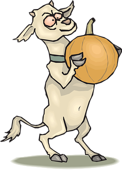 Goat Carrying Pumpkin Cartoon PNG