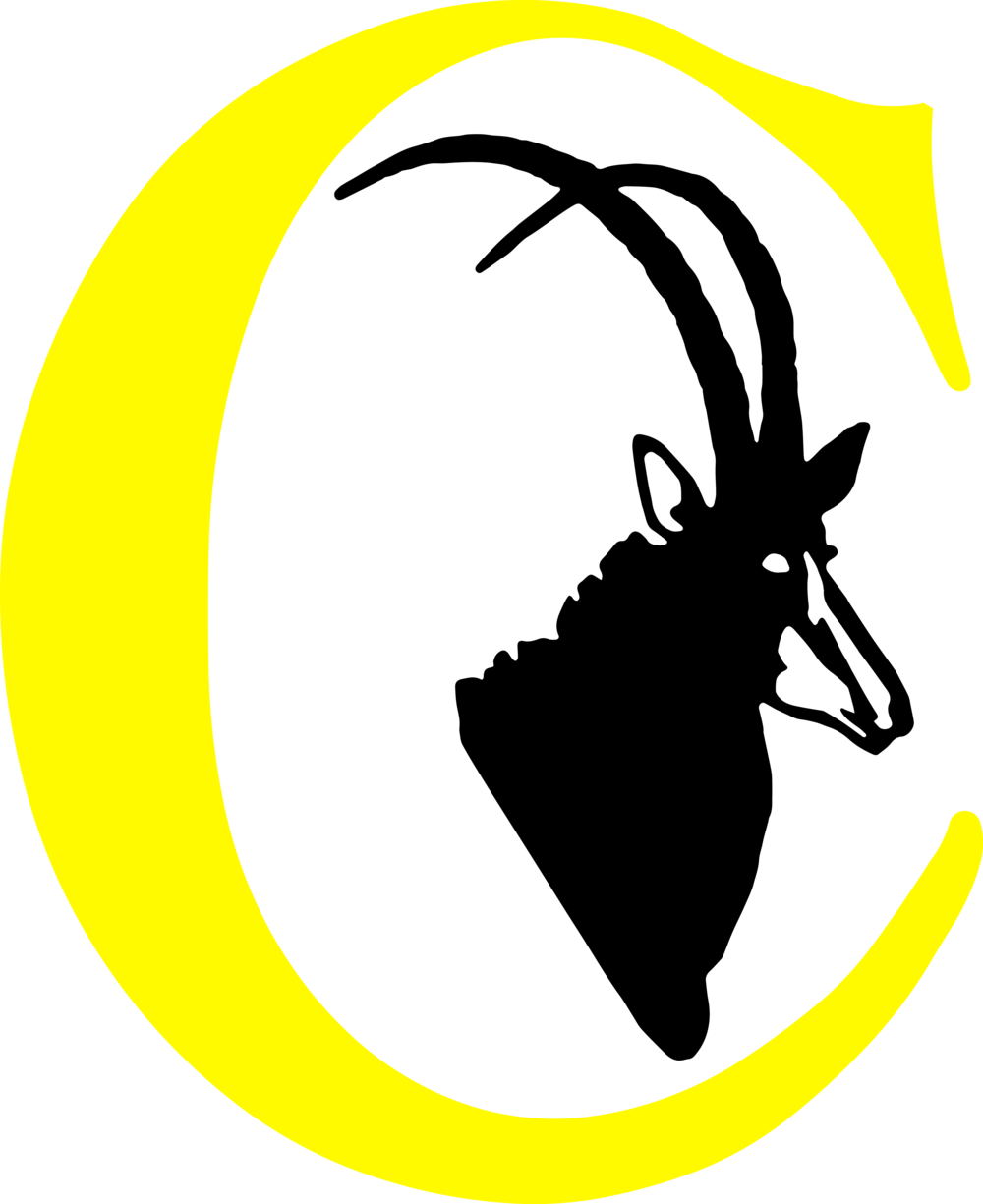 Goat Silhouettein Yellow Crescent PNG