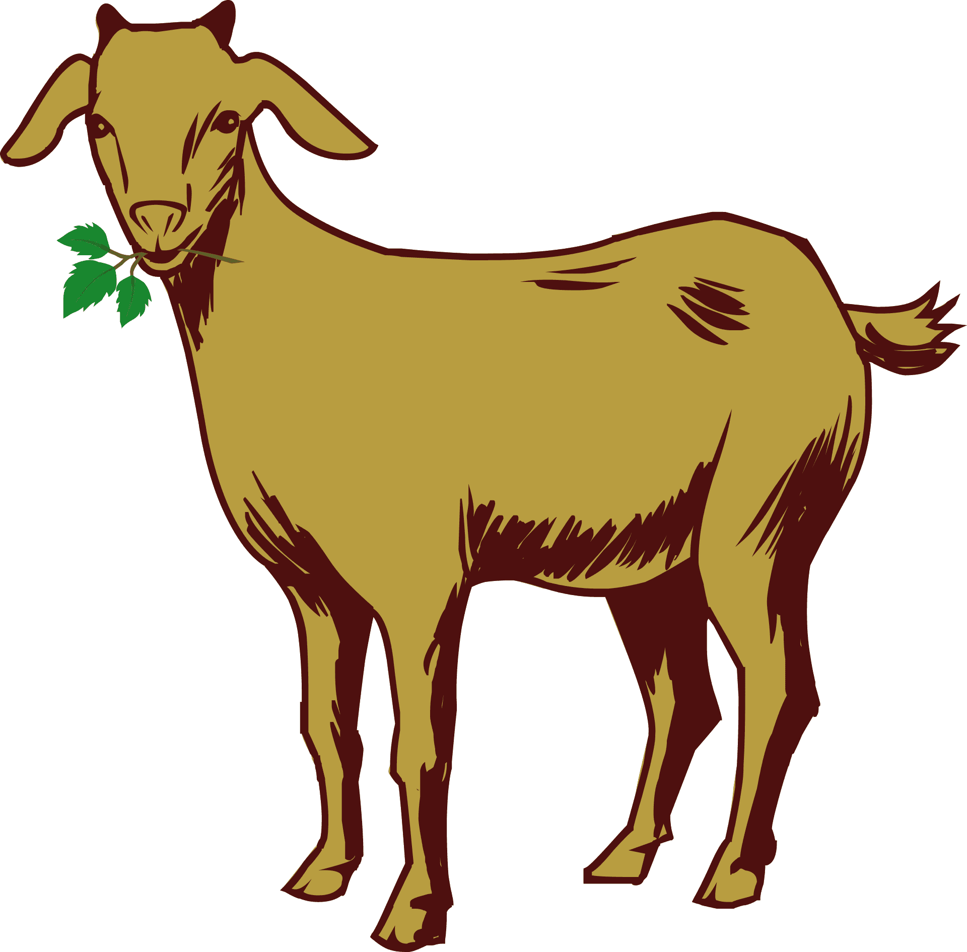 Goat_with_ Leaf_ Vector_ Art.png PNG