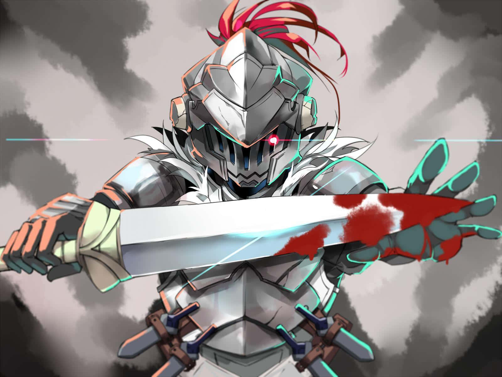 Goblin Slayer ready for battle in a menacing pose