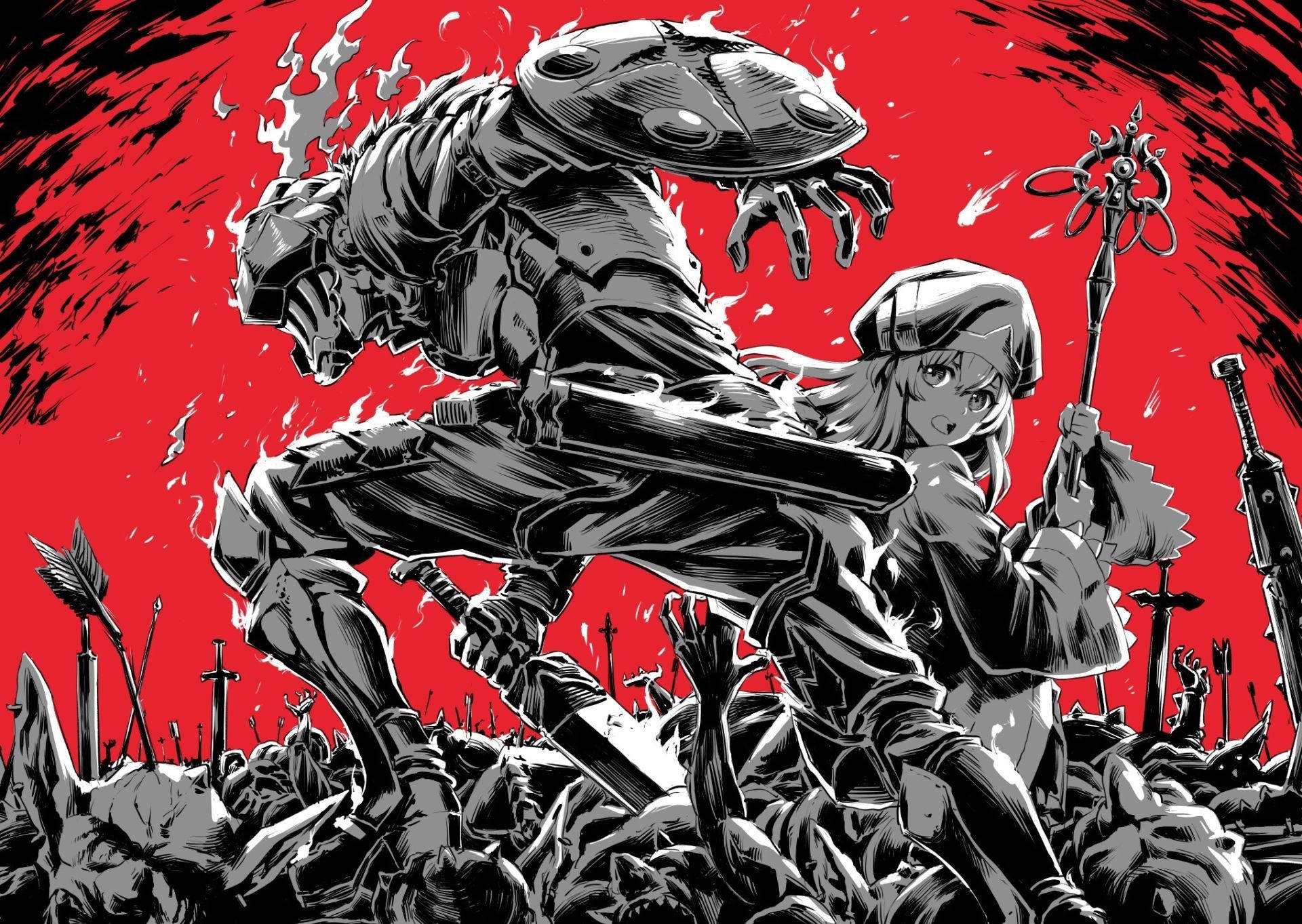 Goblin Slayer and Priestess battle to protect humanity Wallpaper