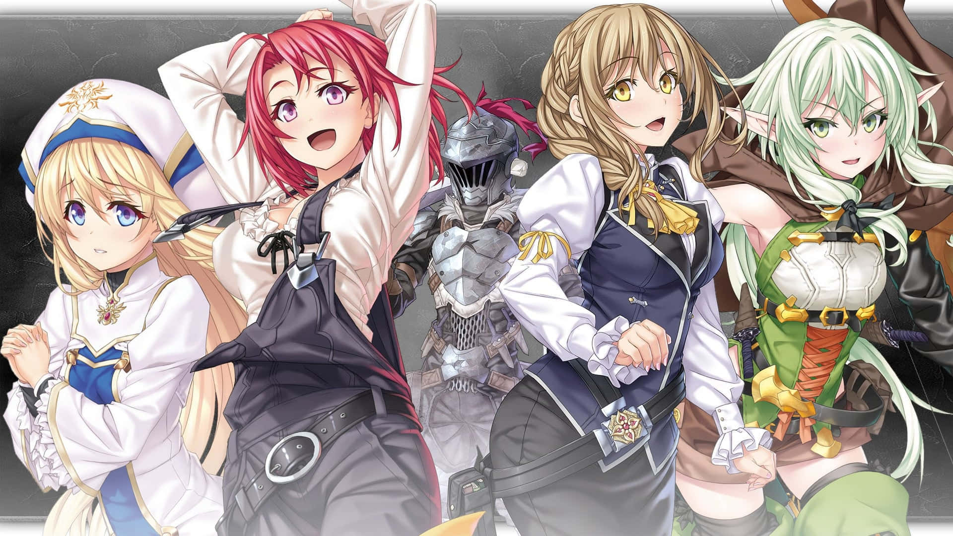 Goblin Slayer Personages Groep Kunstwerk Achtergrond