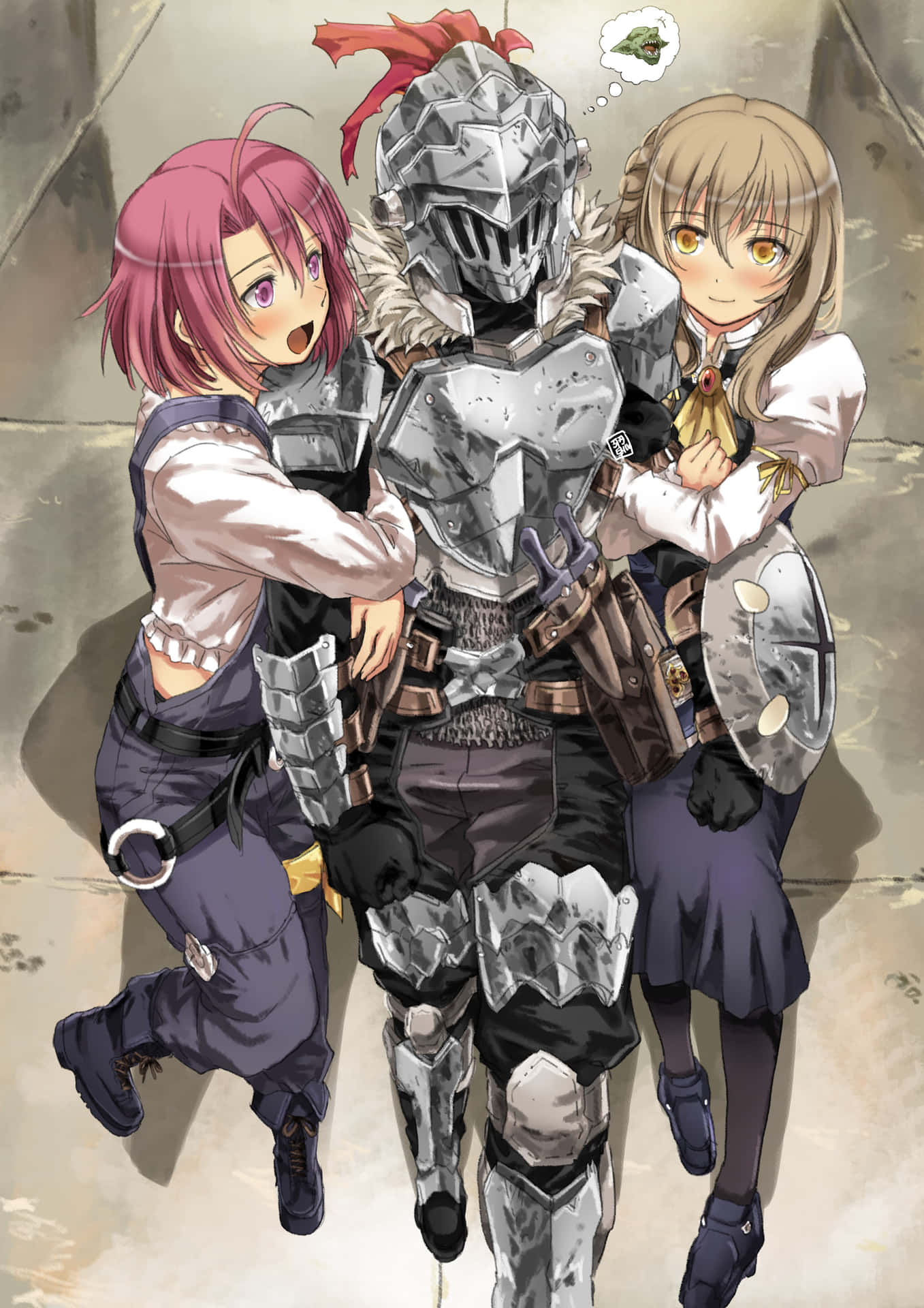 Goblin Slayer En Metgezellen Kunstwerk Achtergrond