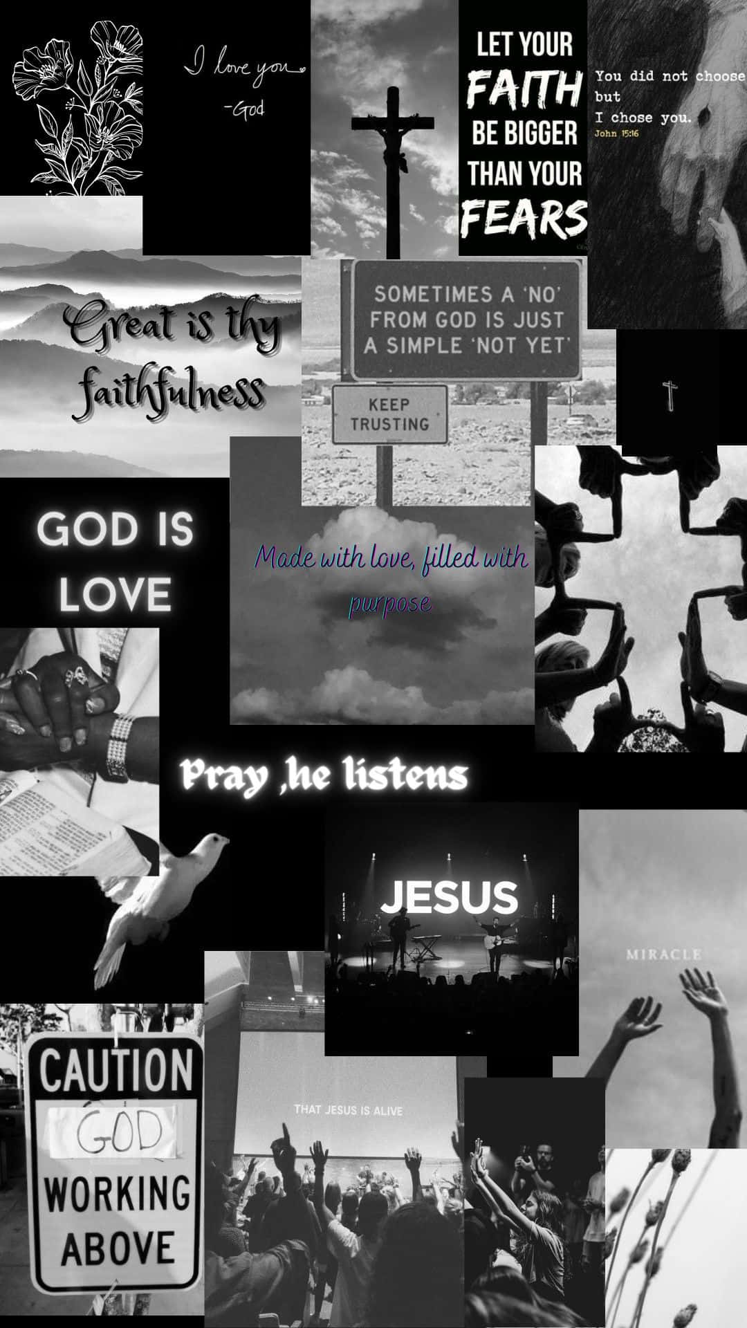 God Aesthetic Collage Religious Inspirational Quotes Wallpaper
