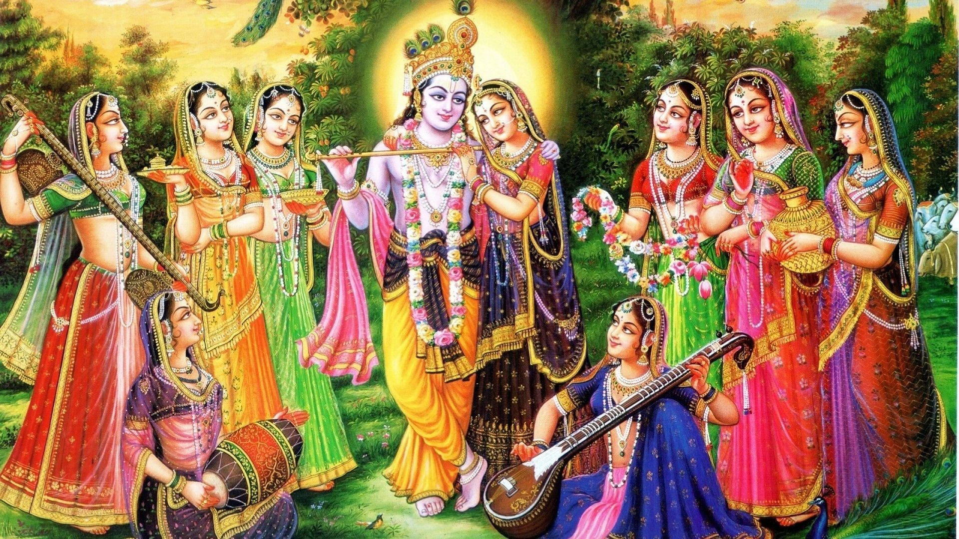 Diosen Calidad Full Hd Con Música De Krishna. Fondo de pantalla