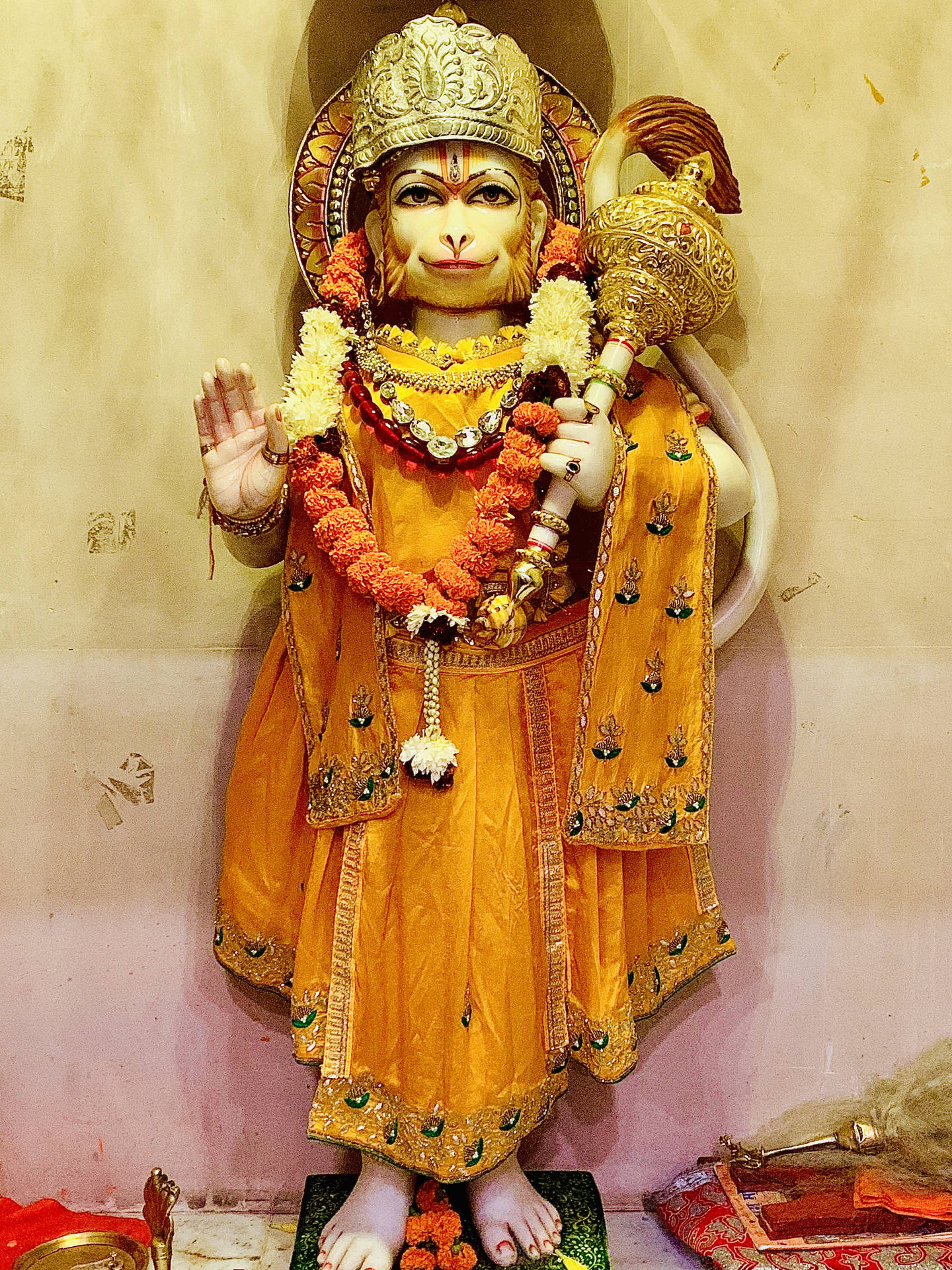 God Hanuman With Orange Decoration