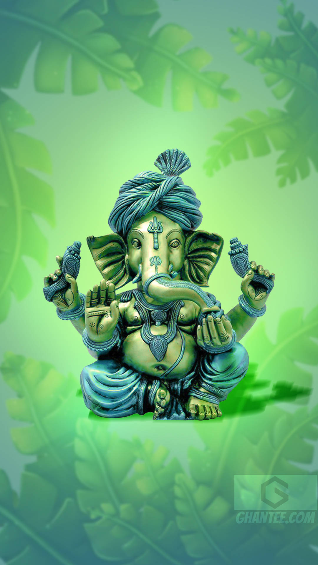 Göttlichesmobiltelefon Ganesh Grün Thema Wallpaper