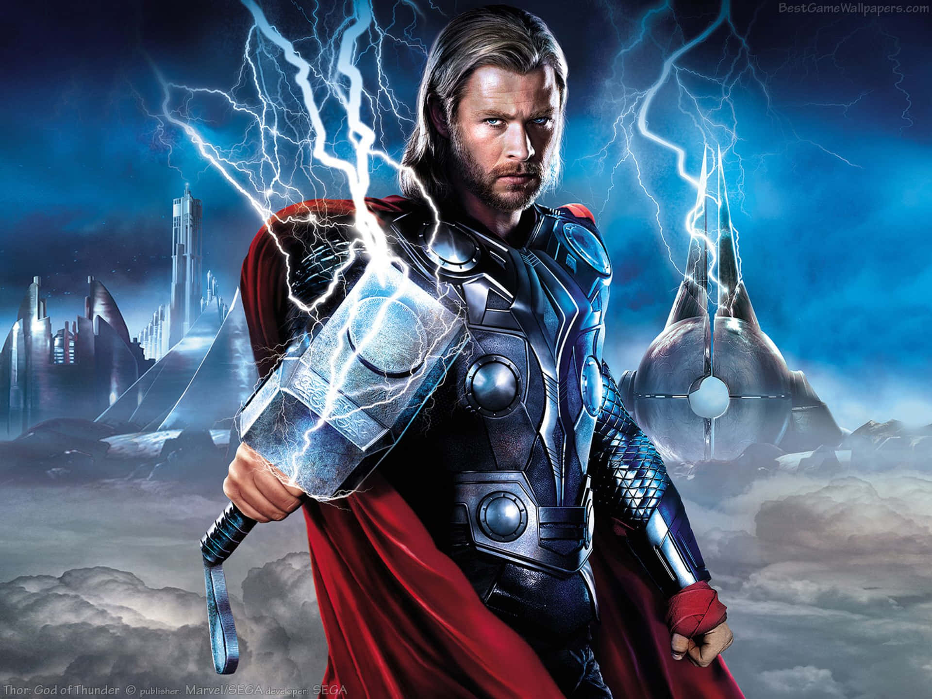 Thor, the God of Thunder, Struggles Against his Enemies Wallpaper