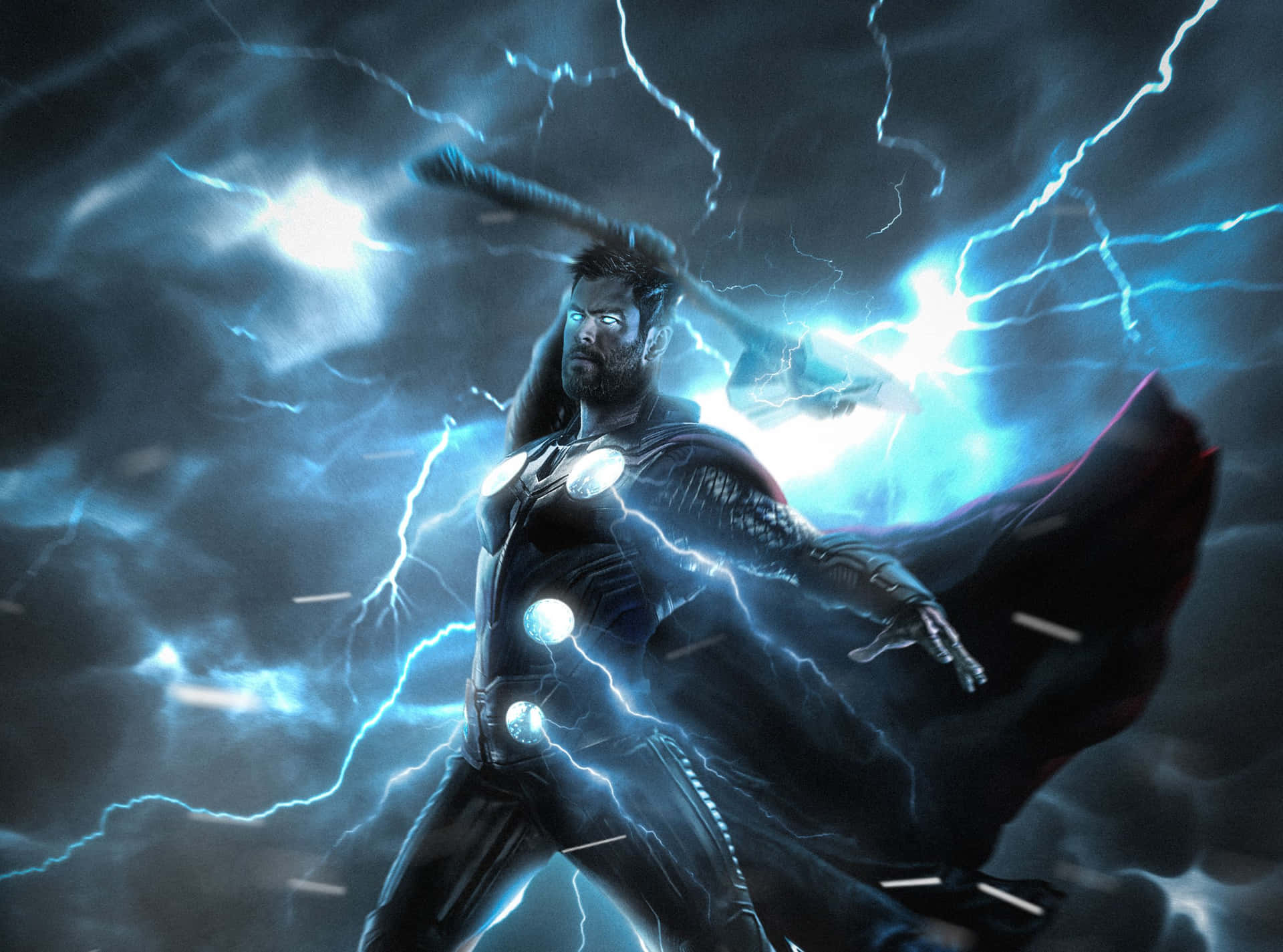 Wielding the power of Thor’s Mjölnir, the God of Thunder commands the storm Wallpaper