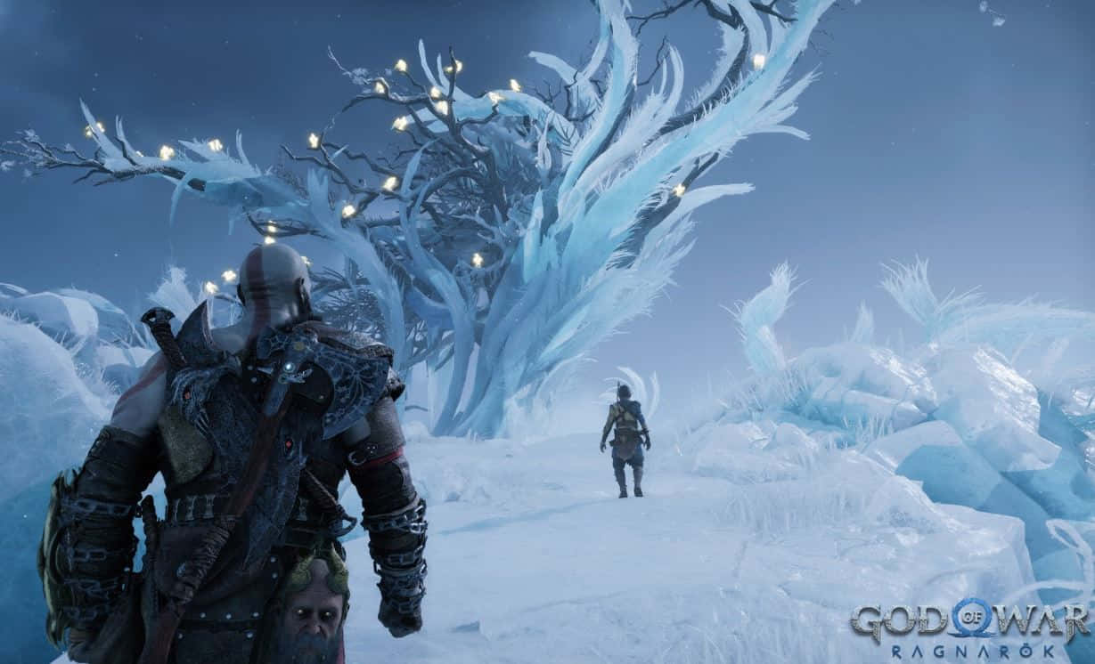 Kratos in an epic battle within the realm of Norse mythology