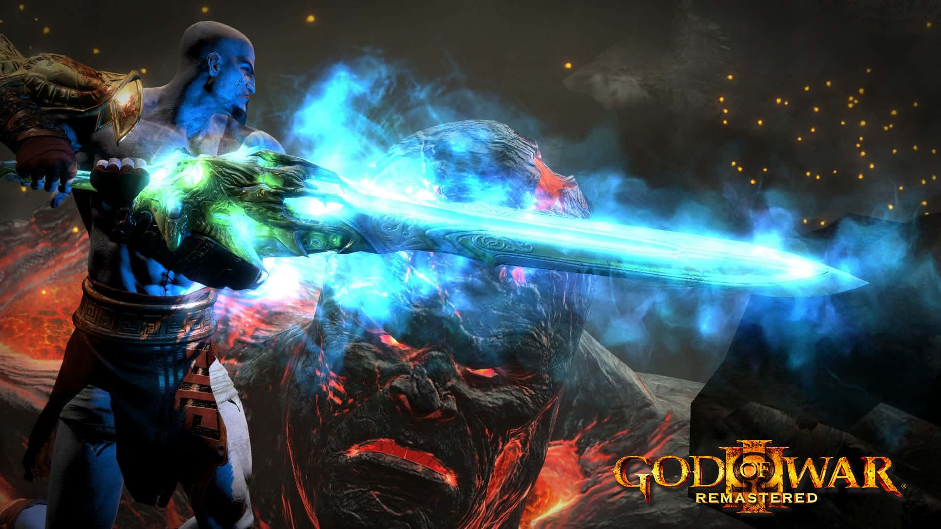 Aresoch Kratos Slåss I God Of War 3. Wallpaper
