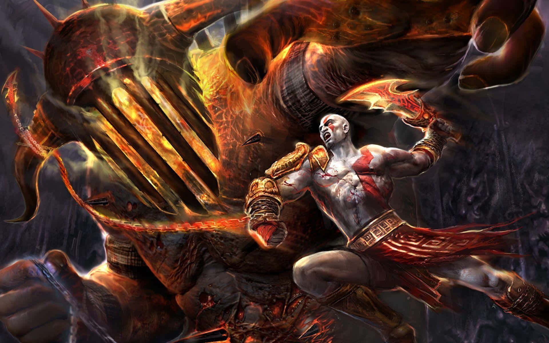 Kratosär Redo För Strid I God Of War 3. Wallpaper