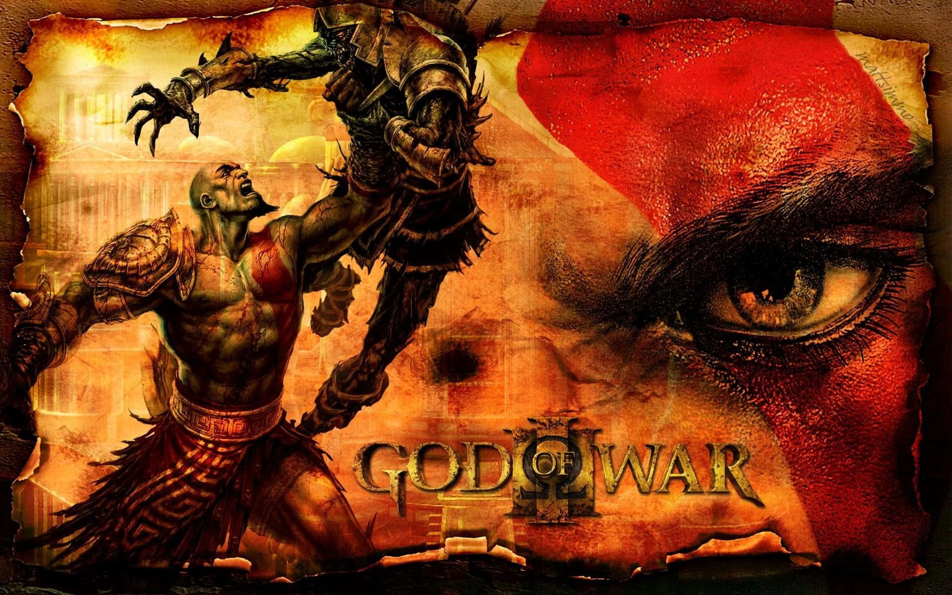 Kratosi God Of War Iii Kämpar Mot Gudarna På Olympus På Dator- Eller Mobilskärmen. Wallpaper
