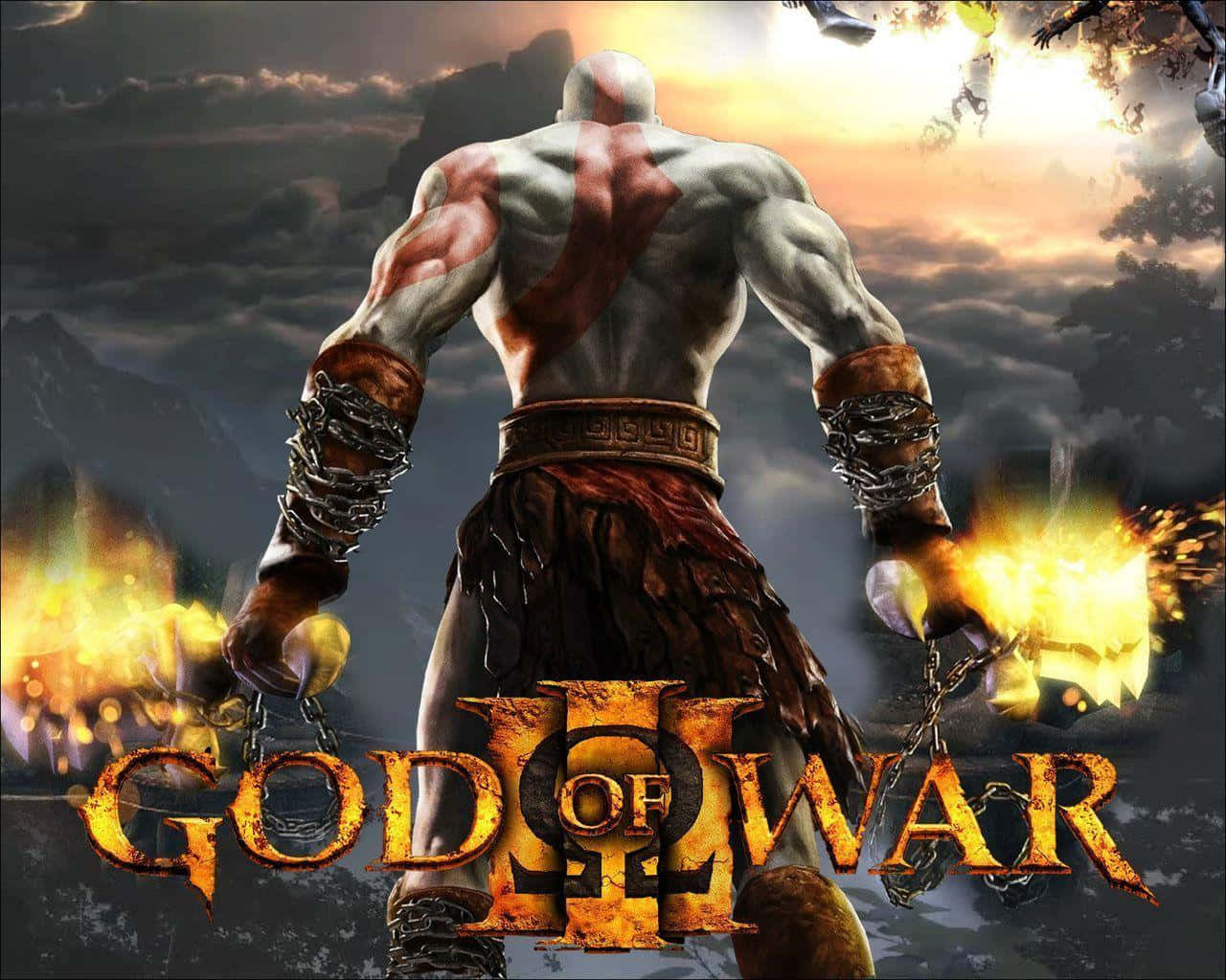 Kratos i al hans vrede, venter på en episk kamp i God of War 3. Wallpaper